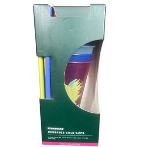 Starbucks Hawaii Collection Reusable Cold Cups 5 Pack 24 fl oz New